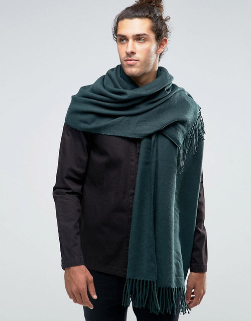 Woven Blanket Scarf In Green