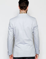 River Island Skinny Fit Blazer In Light Blue