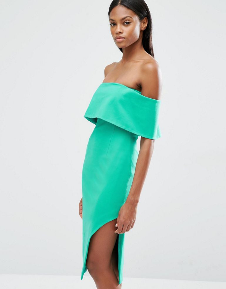 Lavish Alice Deep Bandeau Asymmetric Hem Midi Dress YourStore Lavish Alice Deep Bandeau Asymmetric Hem Midi Dress YourStore