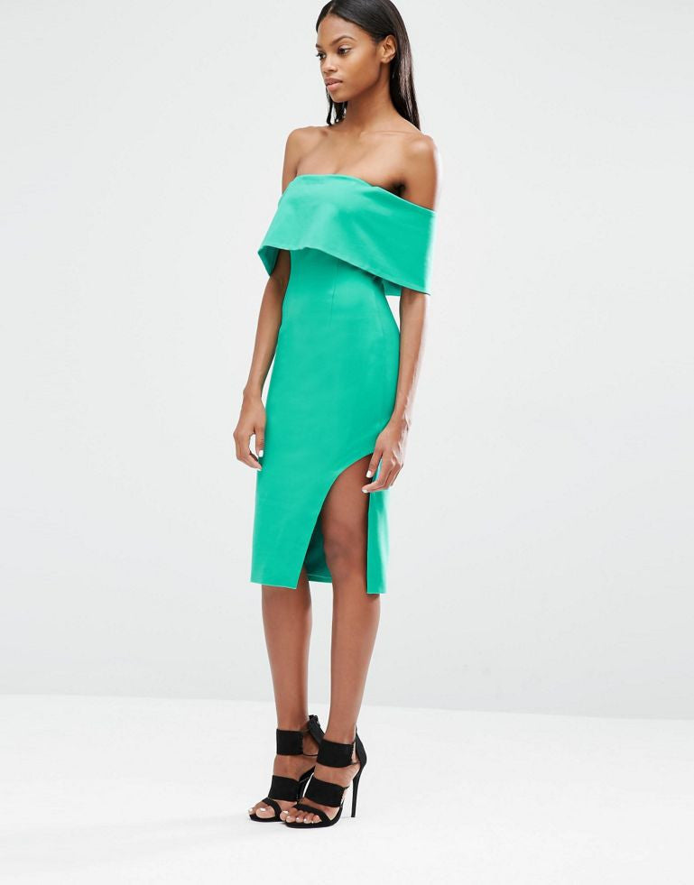 Lavish Alice Deep Bandeau Asymmetric Hem Midi Dress YourStore Lavish Alice Deep Bandeau Asymmetric Hem Midi Dress YourStore